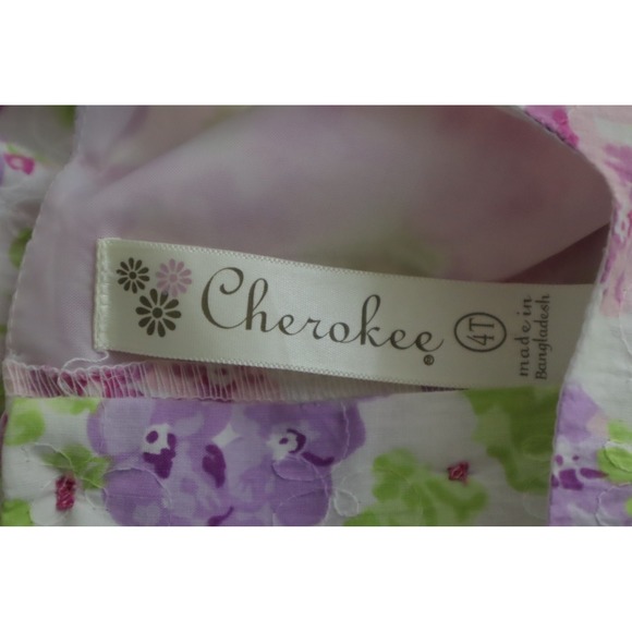 Cherokee Little Girls Vintage Pink and Purple Floral Dress - Size 4T - Picture 5 of 6